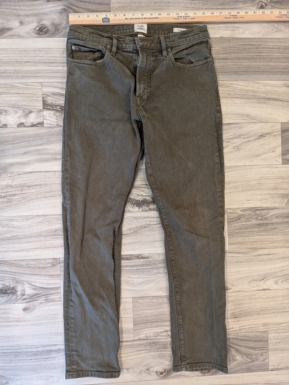 Flint And Tinder Men's Slim Fit Jeans in Olive Green 30x29 Made In USA
